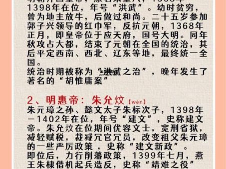 明朝17位皇帝顺序简表(一个都不能少)