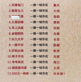 脑筋急转弯：双喜临门打一城市名，你能猜出来吗？