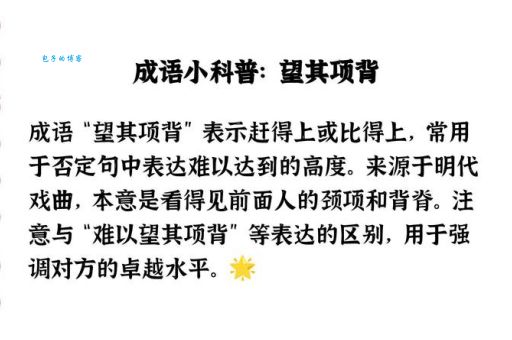 望其项背是什么意思？详解成语望其项背的含义及用法