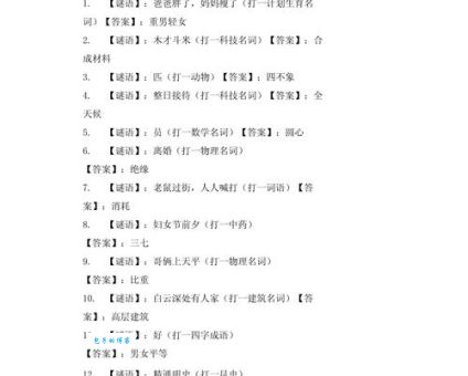 语言平淡无奇打一字：趣味谜语及答案