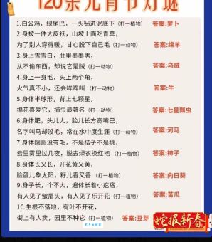 元宵十五好佳节，这个生肖谜语和家人一起猜！