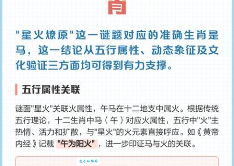 揭晓星火燎原打一正确生肖谜底，原来是它！